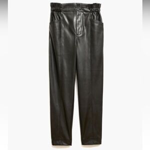 Madewell vegan leather pull-on paper bag pants